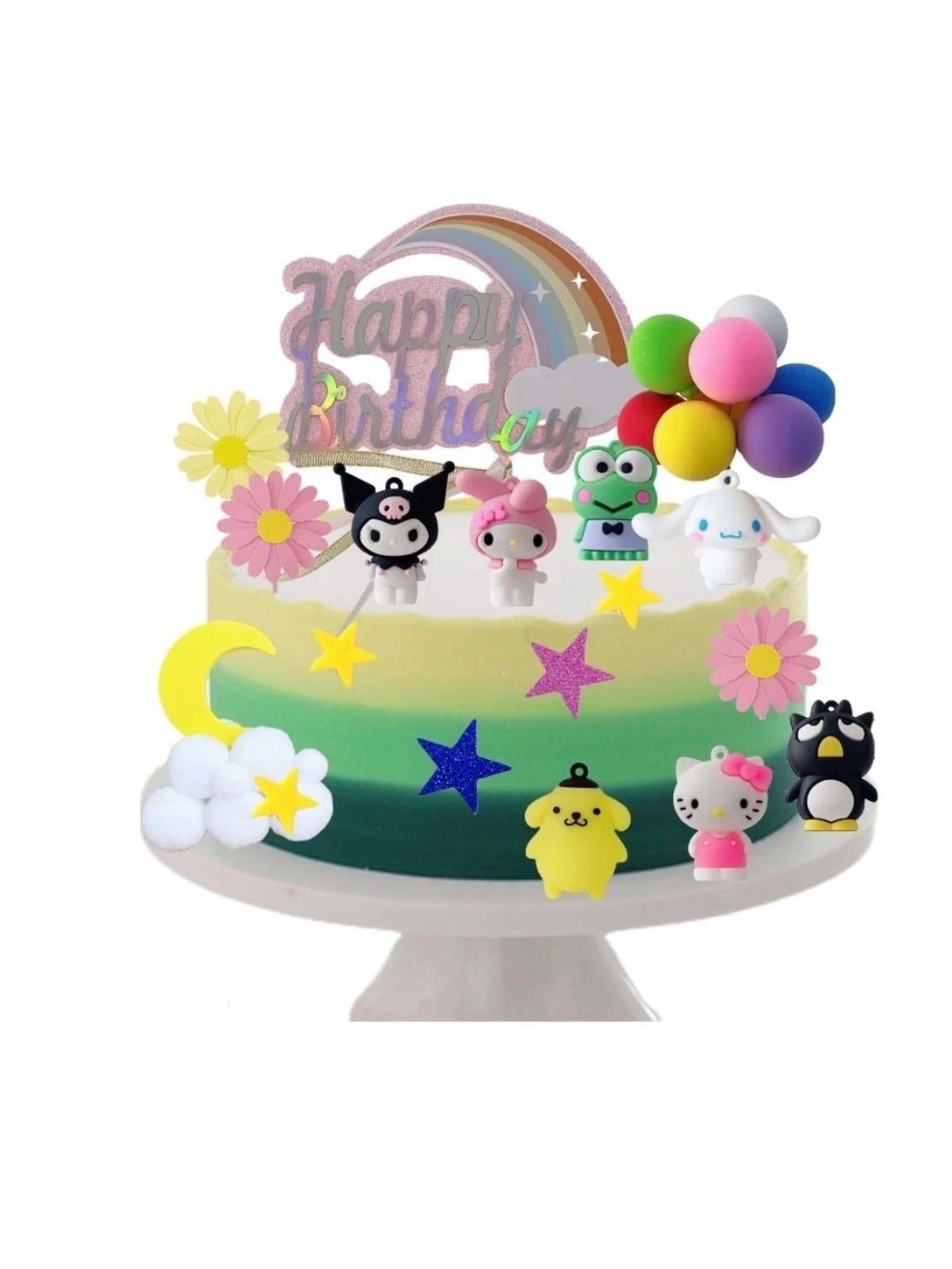 36pcs. Hello Kitty & Friends Cake Topper Set With Rainbow Theme For Birthday Par